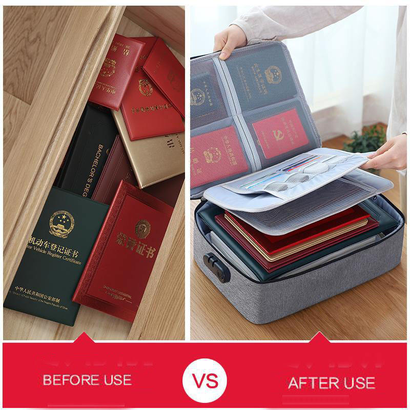 Waterproof Portable Document Organizer Bag with Number Lock