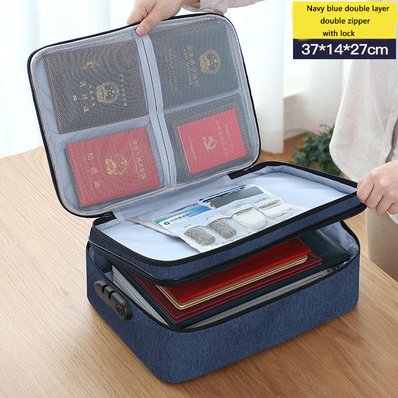 Waterproof Portable Document Organizer Bag with Number Lock