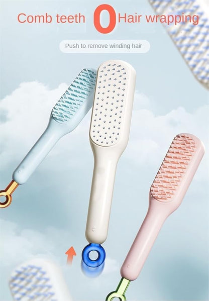 Anti Static Massage Comb with Self Cleaning For Men and women, Retractable Rotary Lift Self-Cleaning Brush, Women's Hair Styling tool