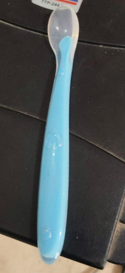 Soft Silicone Gel Tip Baby Infant Feeding Training Spoon