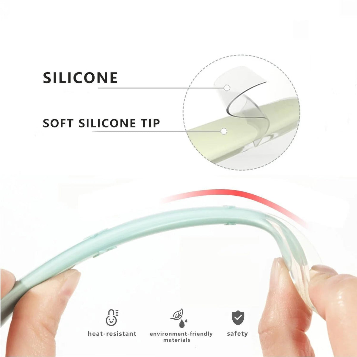 Soft Silicone Gel Tip Baby Infant Feeding Training Spoon
