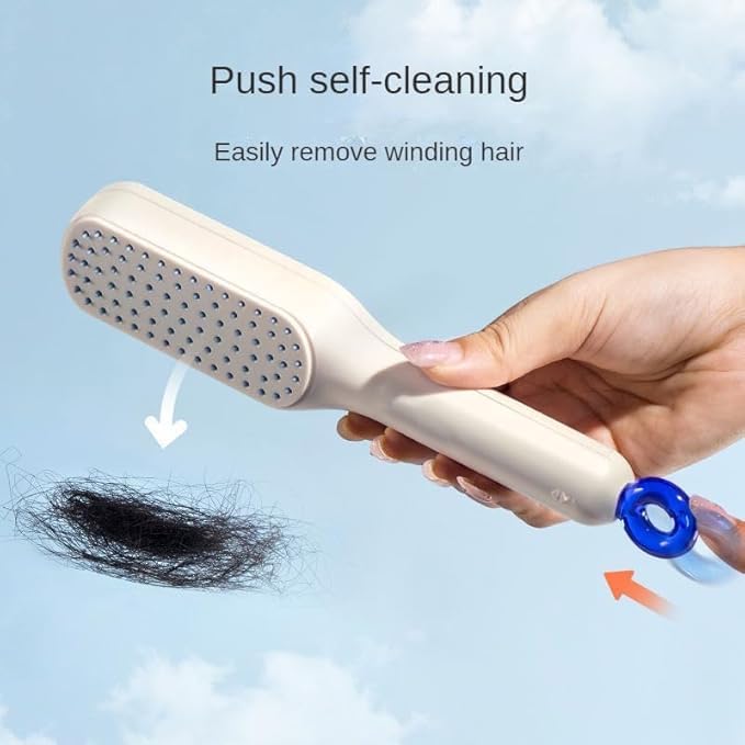 Anti Static Massage Comb with Self Cleaning For Men and women, Retractable Rotary Lift Self-Cleaning Brush, Women's Hair Styling tool